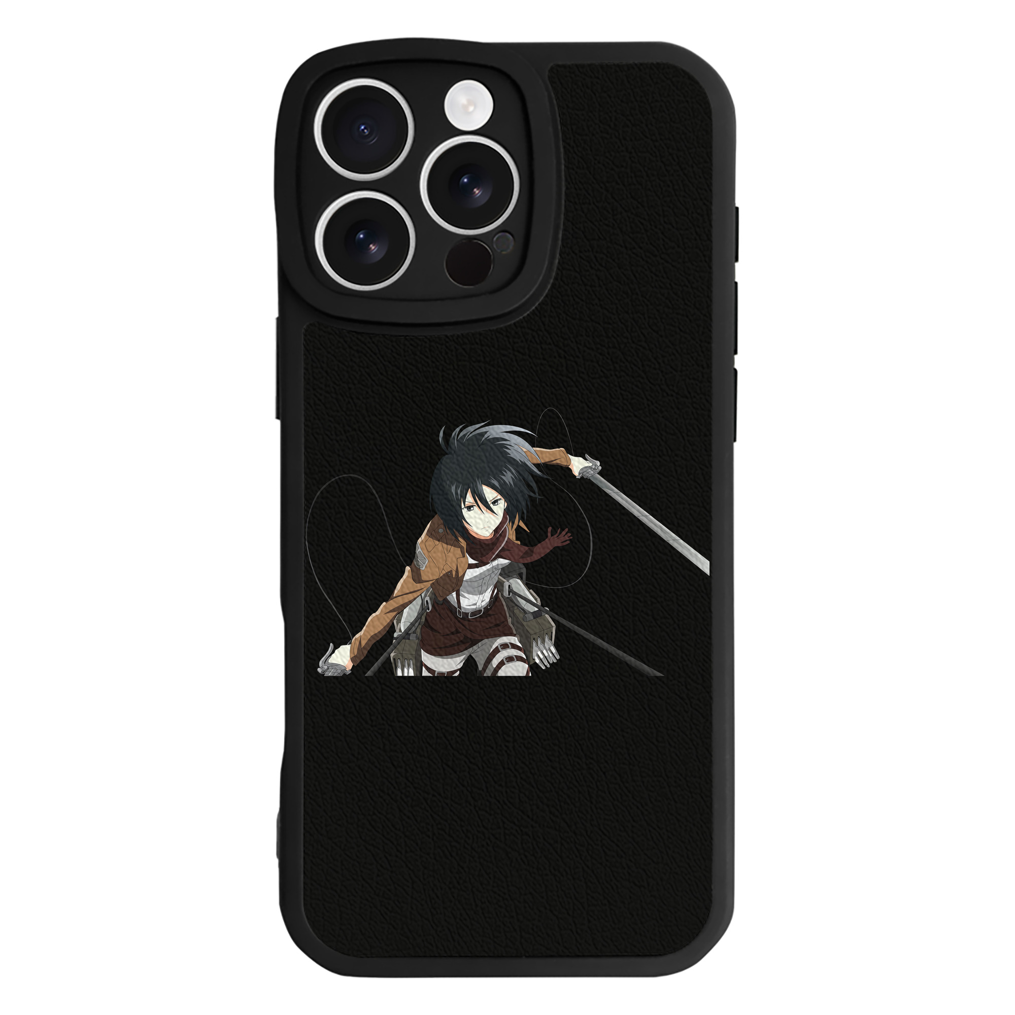 （画像用） 進撃の巨人 ミカサ·アッカーマン Attack on Titan Mikasa Ackerman 【iPhone 16シリーズ対応】シリコンスマホケース（レザー調） 材質：シリコン